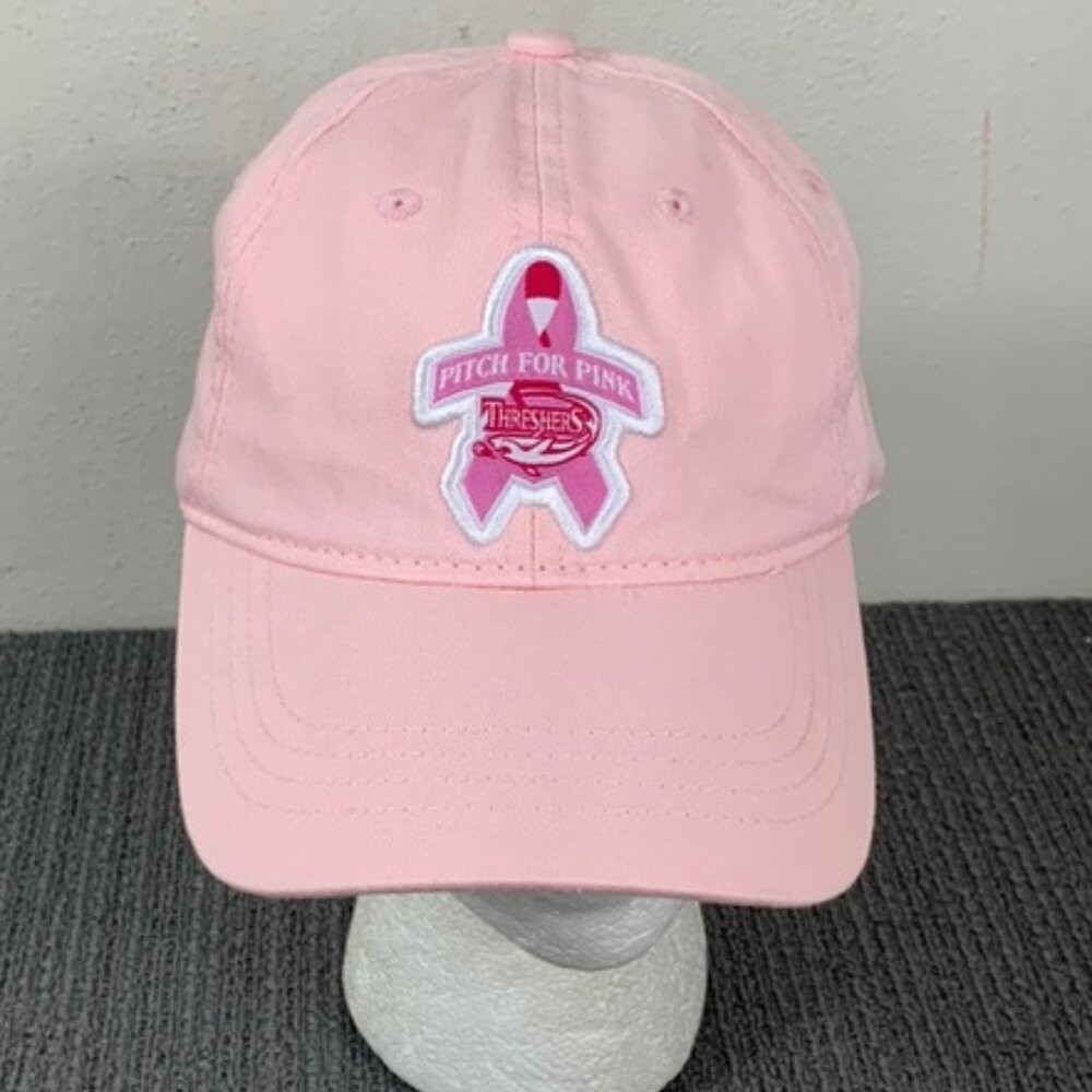 Threshers Pitch For Pink Baseball Hat Womens OSFM Pink Ribbon Strapback Cap OC